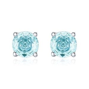 925 Sterling Silver Light Aqua Blue Rose Cut Stud Earring 40200606 925 Sterling Silver Light Aqua Blue Rose Cut Stud Earring 40200606