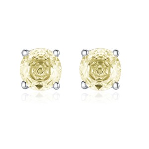 925 Sterling Silver Light Yellow Rose Cut Stud Earring 40200607