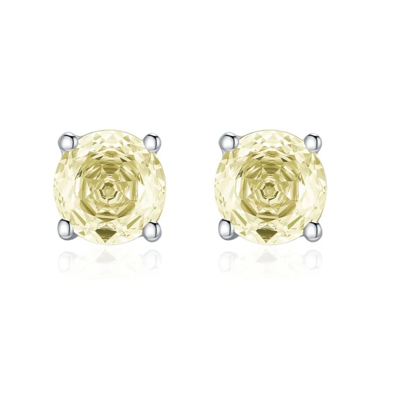 925 Sterling Silver Light Yellow Rose Cut Stud Earring 40200607