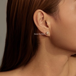 925 Sterling Silver Light Yellow Rose Cut Stud Earring 40200607