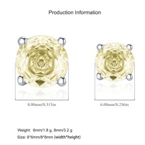 925 Sterling Silver Light Yellow Rose Cut Stud Earring 40200607