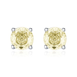 925 Sterling Silver Light Yellow Rose Cut Stud Earring 40200607