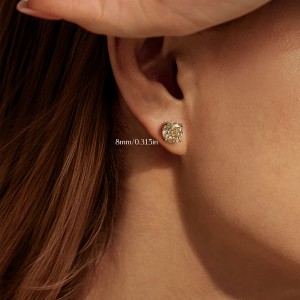 925 Sterling Silver Light Yellow Rose Cut Stud Earring 40200607