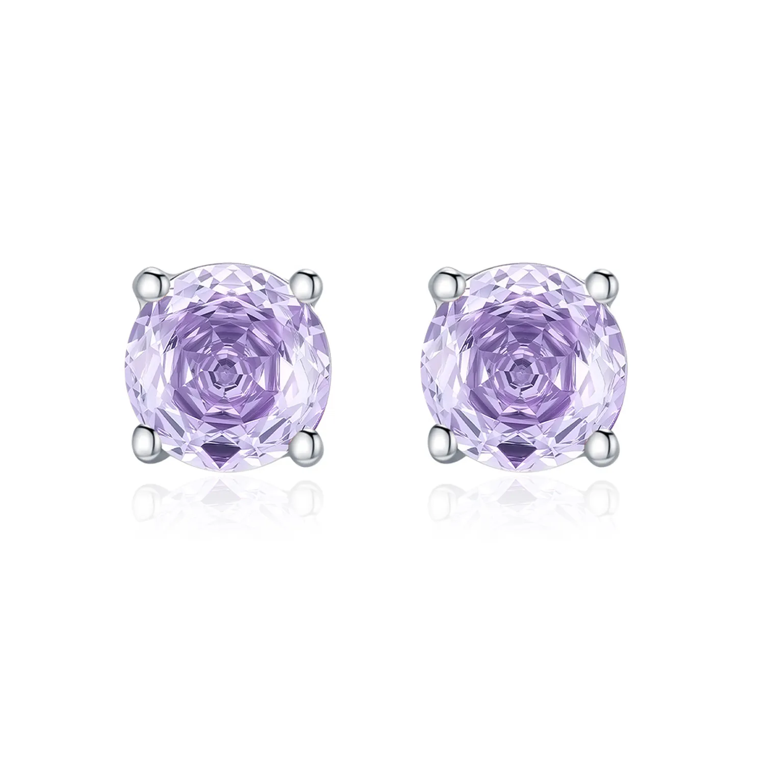 925 Sterling Silver Violet Rose Cut Stud Earring 40200608