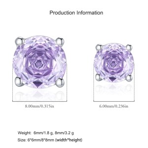 925 Sterling Silver Violet Rose Cut Stud Earring 40200608