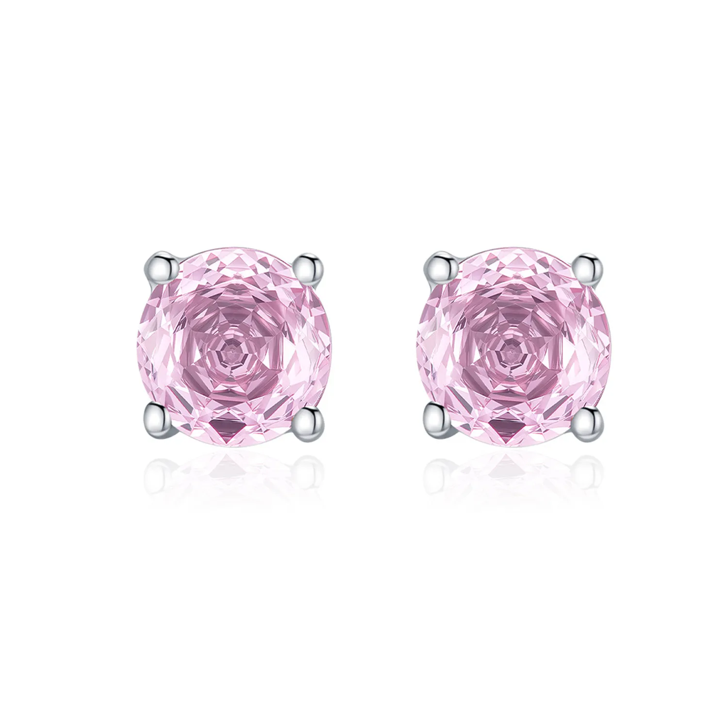 925 Sterling Silver Light Pink Rose Cut Stud Earring 40200609