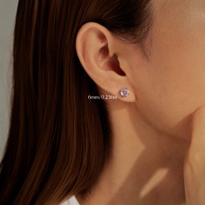 925 Sterling Silver Light Pink Rose Cut Stud Earring 40200609