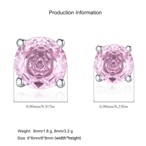 925 Sterling Silver Light Pink Rose Cut Stud Earring 40200609