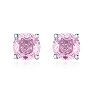 925 Sterling Silver Light Pink Rose Cut Stud Earring 40200609