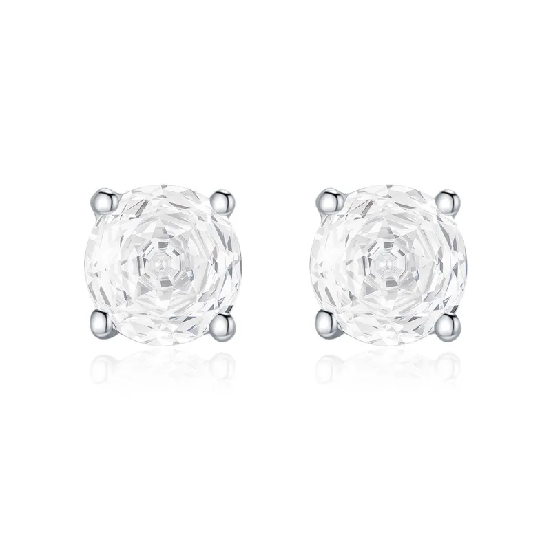 925 Sterling Silver White Rose Cut Solitaire Stud Earring 40200610