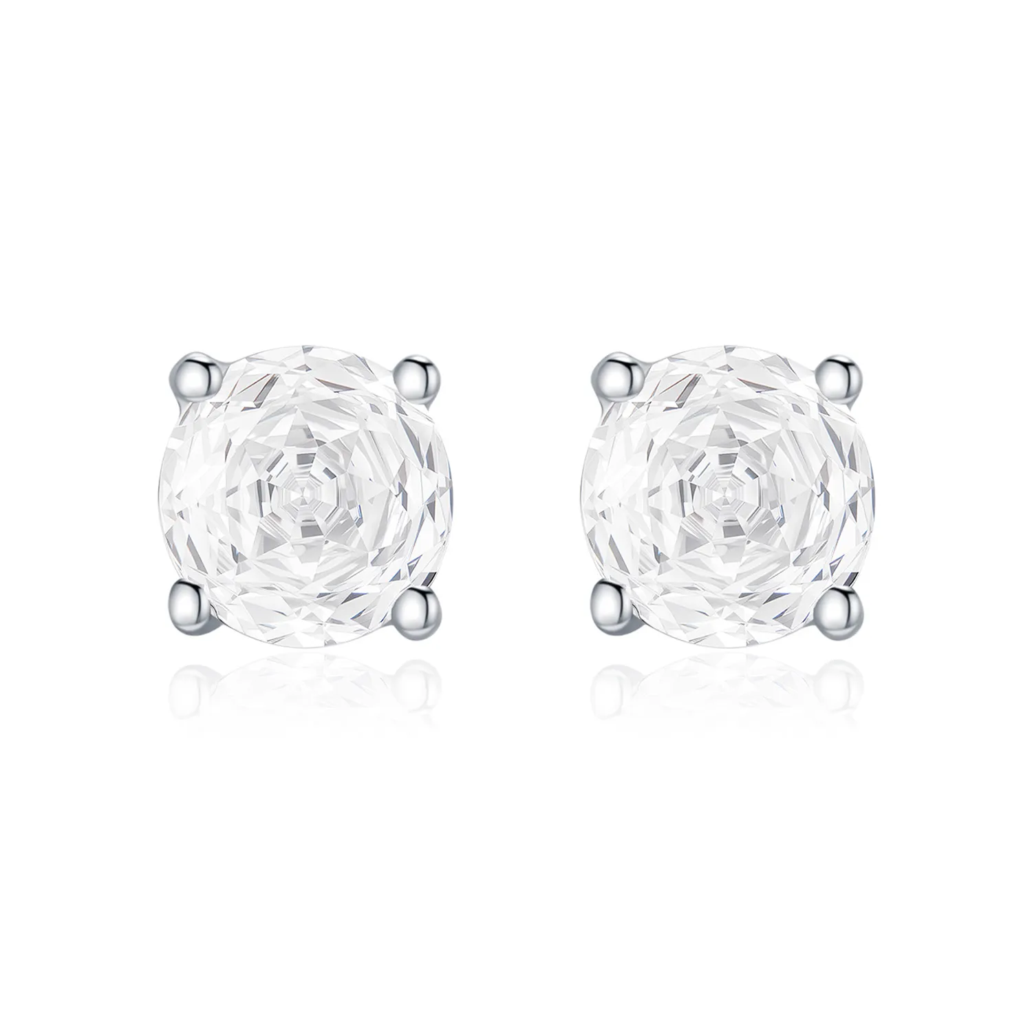 925 Sterling Silver White Rose Cut Solitaire Stud Earring 40200610