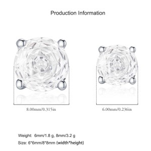 925 Sterling Silver White Rose Cut Solitaire Stud Earring 40200610