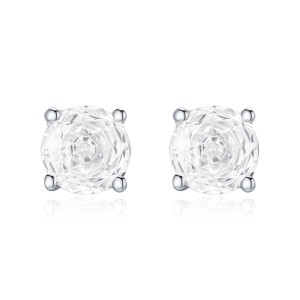 925 Sterling Silver White Rose Cut Solitaire Stud Earring 40200610