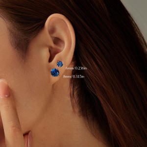925 Sterling Silver Royal Blue Octagon Rose Cut Stud Earring 40200612