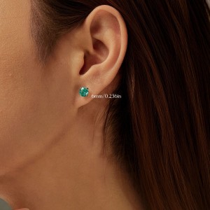 925 Sterling Silver Paraiba Green Octagon Rose Cut Stud Earring 40200613 925 Sterling Silver Paraiba Green Octagon Rose Cut Stud Earring 40200613