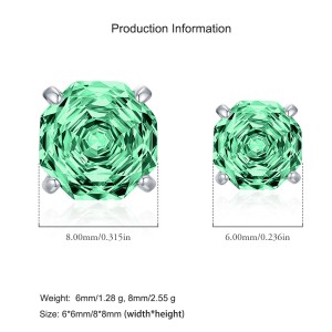 925 Sterling Silver Paraiba Green Octagon Rose Cut Stud Earring 40200613 925 Sterling Silver Paraiba Green Octagon Rose Cut Stud Earring 40200613