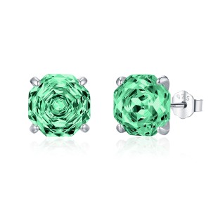 925 Sterling Silver Paraiba Green Octagon Rose Cut Stud Earring 40200613 925 Sterling Silver Paraiba Green Octagon Rose Cut Stud Earring 40200613