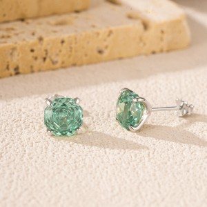 925 Sterling Silver Paraiba Green Octagon Rose Cut Stud Earring 40200613 925 Sterling Silver Paraiba Green Octagon Rose Cut Stud Earring 40200613