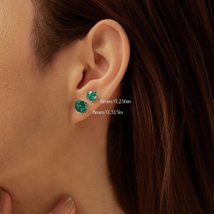 925 Sterling Silver Paraiba Green Octagon Rose Cut Stud Earring 40200613 925 Sterling Silver Paraiba Green Octagon Rose Cut Stud Earring 40200613