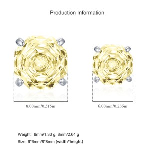 925 Sterling Silver Yellow Octagon Rose Cut Stud Earring 40200614 925 Sterling Silver Yellow Octagon Rose Cut Stud Earring 40200614