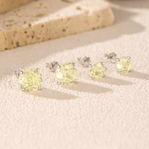 925 Sterling Silver Yellow Octagon Rose Cut Stud Earring 40200614 925 Sterling Silver Yellow Octagon Rose Cut Stud Earring 40200614