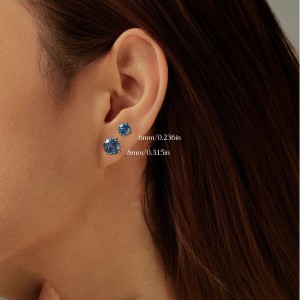 925 Sterling Silver Tanzanite Blue Octagon Rose Cut Stud Earring 40200615
