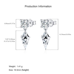 925 Sterling Silver Kite CZ Drop Earring 40200616