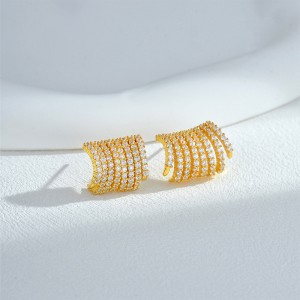 925 Sterling Silver Zircon Pavé Line Bar Earring 40200618 925 Sterling Silver Zircon Pavé Line Bar Earring 40200618