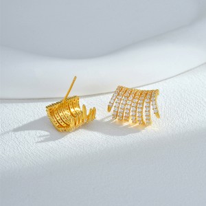 925 Sterling Silver Zircon Pavé Line Bar Earring 40200618 925 Sterling Silver Zircon Pavé Line Bar Earring 40200618