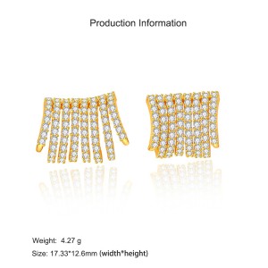 925 Sterling Silver Zircon Pavé Line Bar Earring 40200618 925 Sterling Silver Zircon Pavé Line Bar Earring 40200618