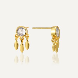 925 Sterling Silver Zircon Tassel Stud Earring 40200619