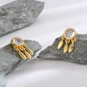 925 Sterling Silver Zircon Tassel Stud Earring 40200619