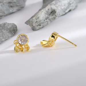 925 Sterling Silver Zircon Tassel Stud Earring 40200619