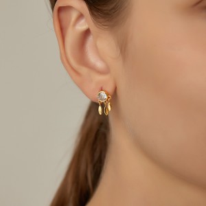 925 Sterling Silver Zircon Tassel Stud Earring 40200619