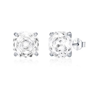 925 Sterling Silver White Octagon Rose Cut Stud Earring 40200623 925 Sterling Silver White Octagon Rose Cut Stud Earring 40200623