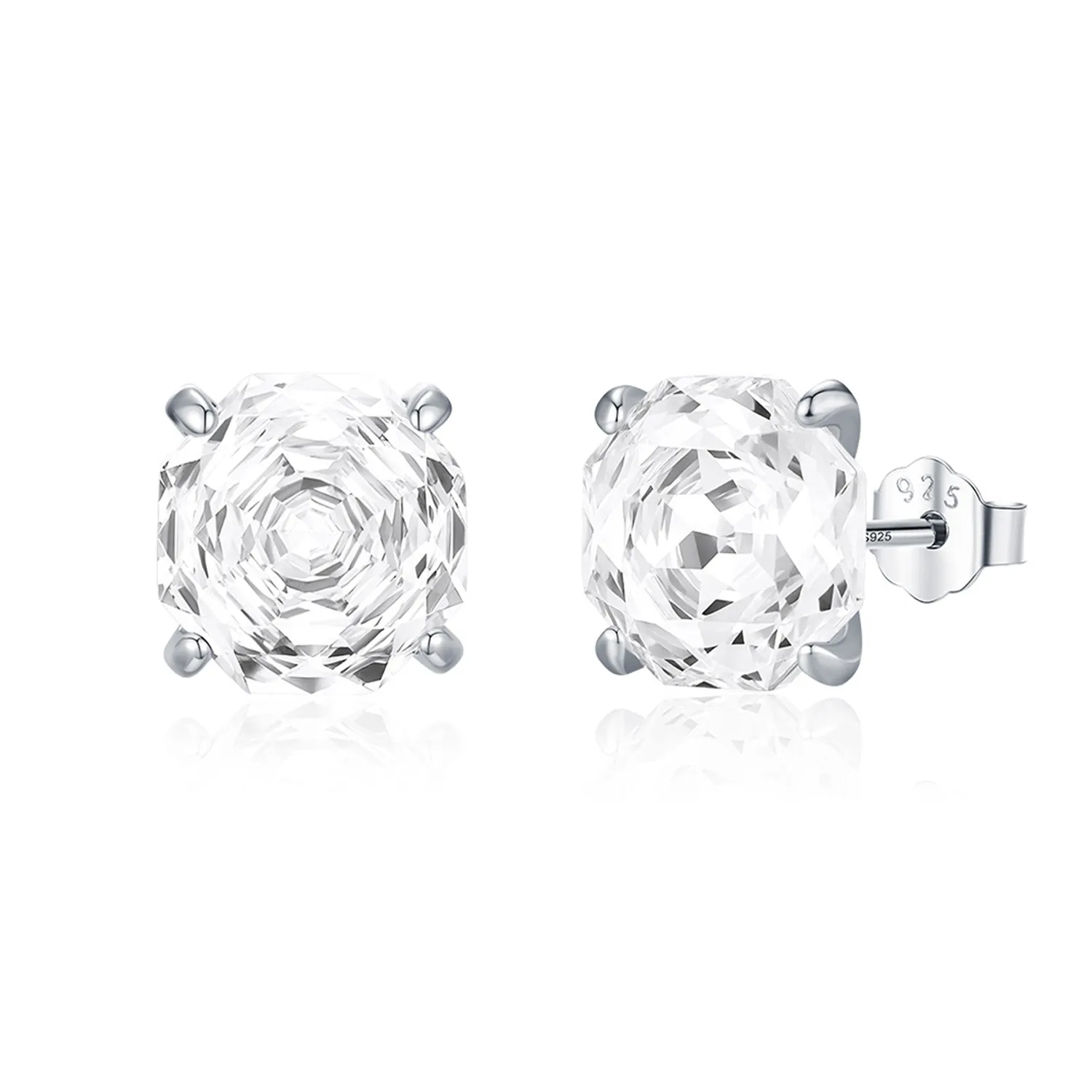 925 Sterling Silver White Octagon Rose Cut Stud Earring 40200623 925 Sterling Silver White Octagon Rose Cut Stud Earring 40200623