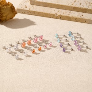 925 Sterling Silver White Octagon Rose Cut Stud Earring 40200623 925 Sterling Silver White Octagon Rose Cut Stud Earring 40200623