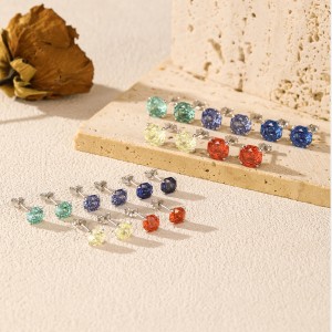 925 Sterling Silver White Octagon Rose Cut Stud Earring 40200623 925 Sterling Silver White Octagon Rose Cut Stud Earring 40200623