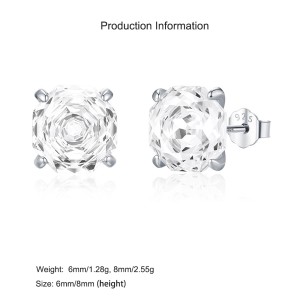 925 Sterling Silver White Octagon Rose Cut Stud Earring 40200623 925 Sterling Silver White Octagon Rose Cut Stud Earring 40200623