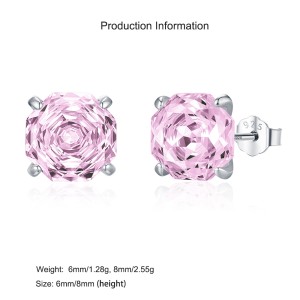 925 Sterling Silver Light Pink Octagon Rose Cut Stud Earring 40200624 925 Sterling Silver Light Pink Octagon Rose Cut Stud Earring 40200624