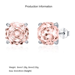 925 Sterling Silver Light Champagne Octagon Rose Cut Stud Earring 40200626 925 Sterling Silver Light Champagne Octagon Rose Cut Stud Earring 40200626