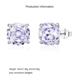 925 Sterling Silver Lavende Octagon Rose Cut Stud Earring 40200627 925 Sterling Silver Lavende Octagon Rose Cut Stud Earring 40200627