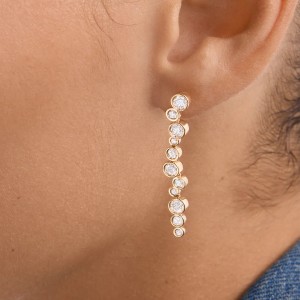 925 Sterling Silver Pave CZ Irregular Circle Stud Earring 40200628