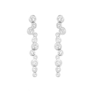 925 Sterling Silver Pave CZ Irregular Circle Stud Earring 40200628