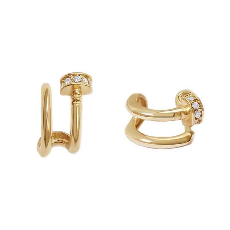 925 Sterling Silver Double-Layer Pin CZ Geometric Stud 40200633