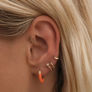 925 Sterling Silver Double-Layer Pin CZ Geometric Stud 40200633