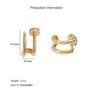 925 Sterling Silver Double-Layer Pin CZ Geometric Stud 40200633