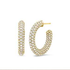 925 Sterling Silver Pave Cubic Zirconia C-Hoop Earring 40200634