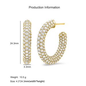 925 Sterling Silver Pave Cubic Zirconia C-Hoop Earring 40200634