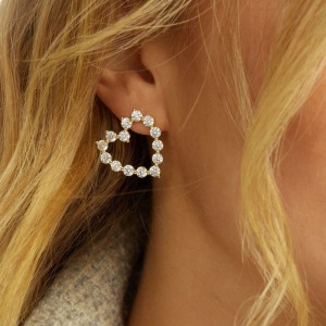 925 Sterling Silver Micro-Pave CZ Heart Stud Earring 40200635